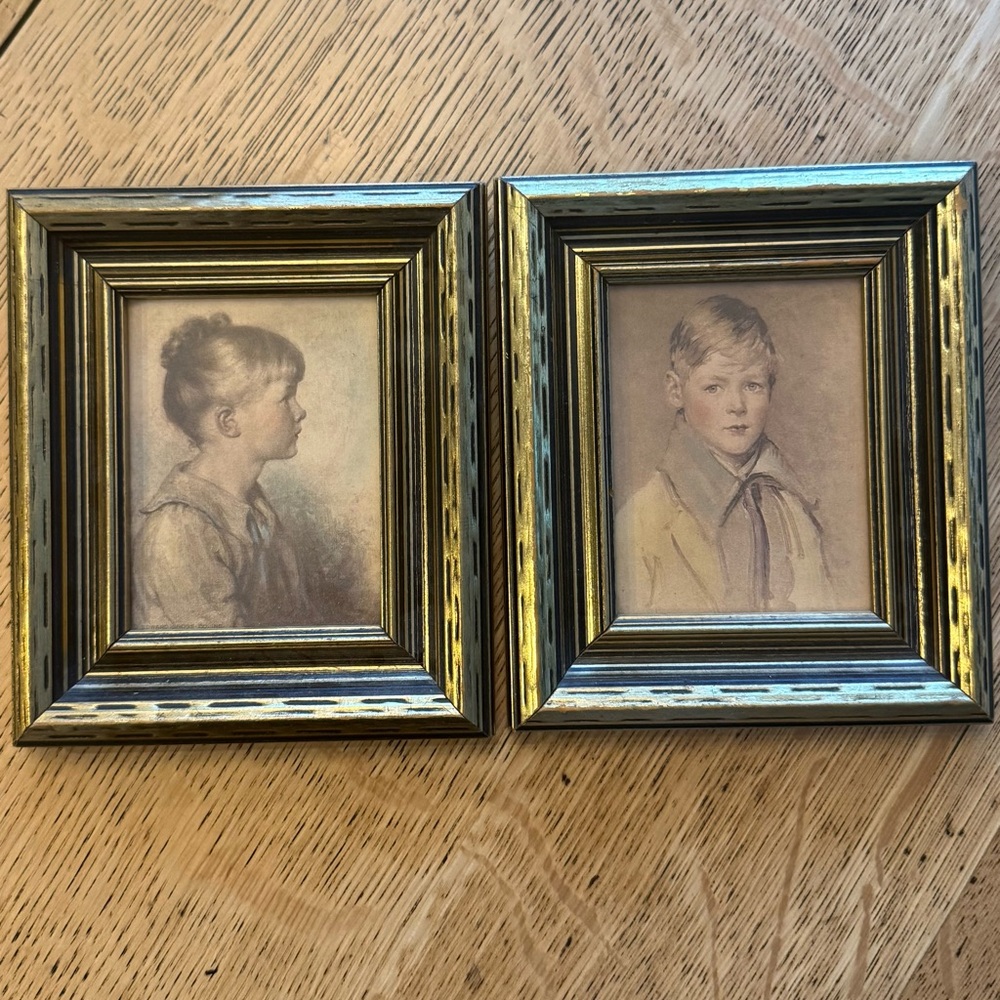 Vintage Gold Framed Charlotte and Peter prints Sydney Bell  Portraits